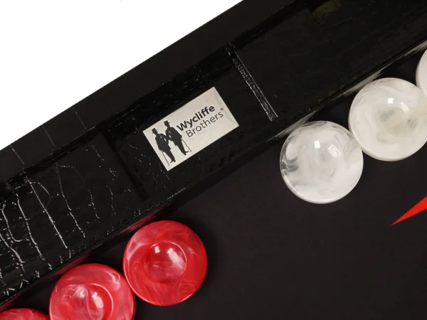 Wycliffe Brothers® 21-inch Tournament Backgammon Set - Black Croco Case with Black Field - Gen III - Image 4