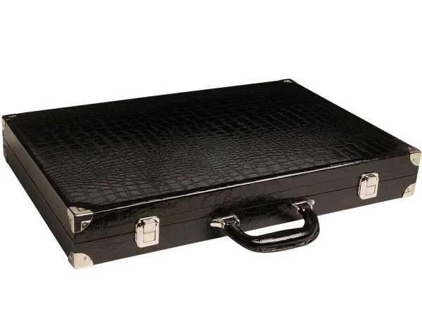 Wycliffe Brothers® 21-inch Tournament Backgammon Set - Black Croco Case with Blue Field - Gen III - Image 6
