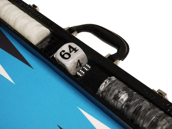 Wycliffe Brothers® 21-inch Tournament Backgammon Set - Black Croco Case with Blue Field - Gen III - Image 4