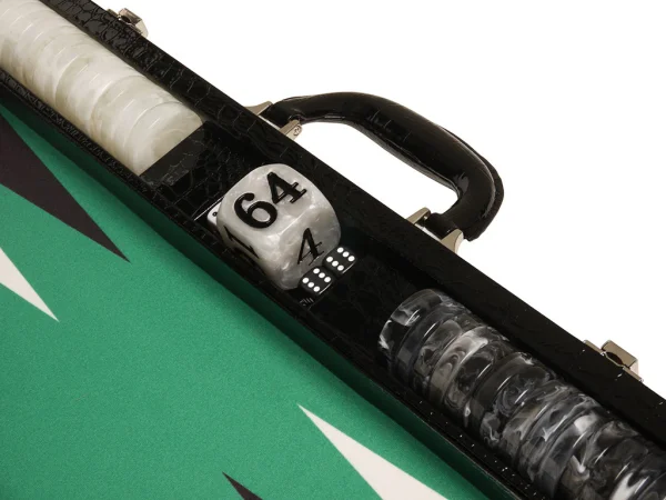 Wycliffe Brothers® 21-inch Tournament Backgammon Set - Black Croco Case with Green Field - Gen III - Image 4