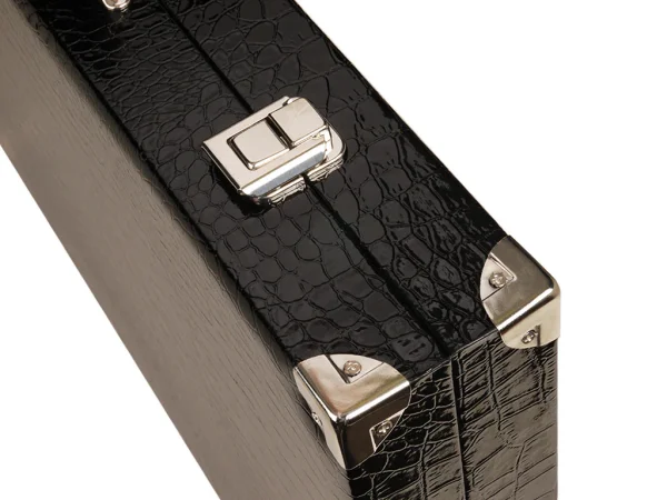 Wycliffe Brothers® 21-inch Tournament Backgammon Set - Black Croco Case with Green Field - Gen III - Image 7