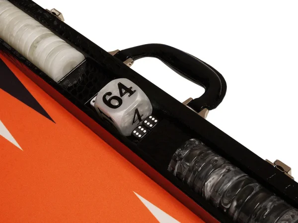Wycliffe Brothers® 21-inch Tournament Backgammon Set - Black Croco Case with Orange Field - Gen III - Image 4