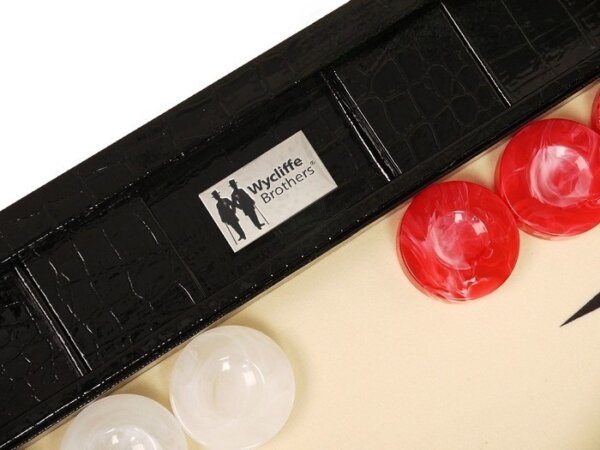 Wycliffe Brothers® 21-inch Tournament Backgammon Set - Black Croco Case with Cream Field - Gen III - Image 4