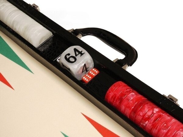 Wycliffe Brothers® 21-inch Tournament Backgammon Set - Black Croco Case with Cream Field (Green Points) - Gen III - Image 5