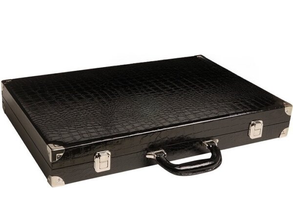 Wycliffe Brothers® 21-inch Tournament Backgammon Set - Black Croco Case with Cream Field (Green Points) - Gen III - Image 6