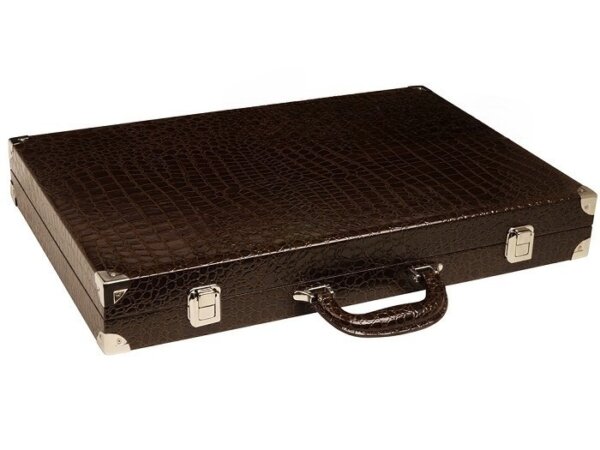 Wycliffe Brothers® 21-inch Tournament Backgammon Set - Brown Croco Case with Beige Field - Gen III - Image 6
