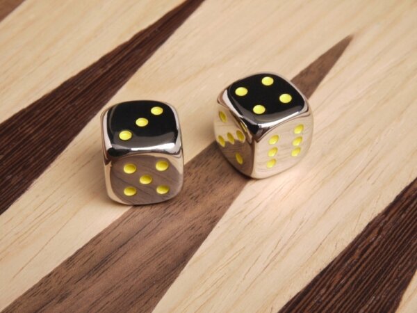 5/8 in. Zinc Alloy Metal Dice - Yellow (1 pair)