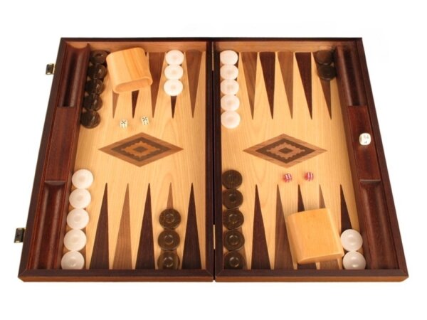 Zebrano Backgammon Set - Large - Oak Field