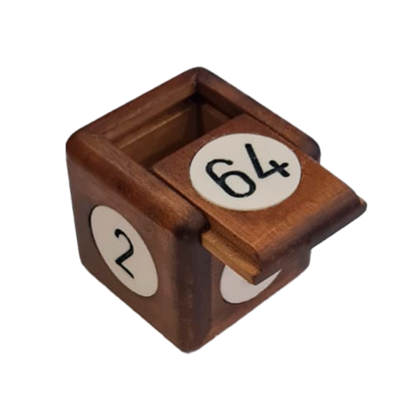 FM Gammon - Large Wood Dice-Holder Cube - Brown