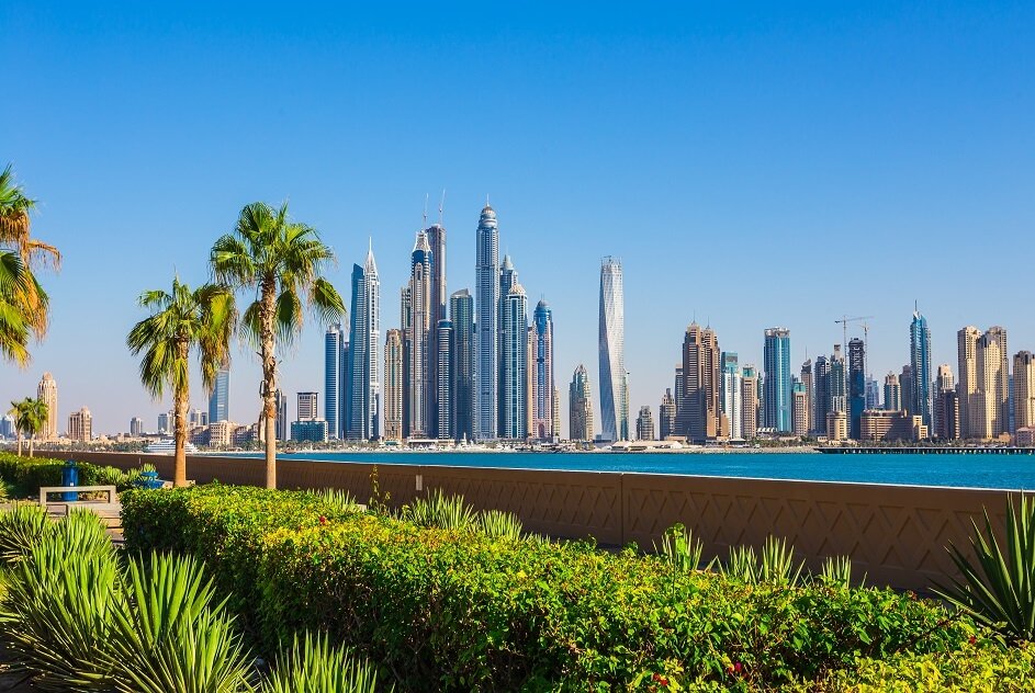 DUBAI, UAE - NOVEMBER 7: Dubai Marina. UAE. November 7, 2013. Dubai was the fastest developing city in the world between 2002 and 2008.