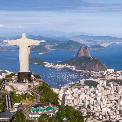 Aerial view of Rio de Janeiro cityscape, Brazil.