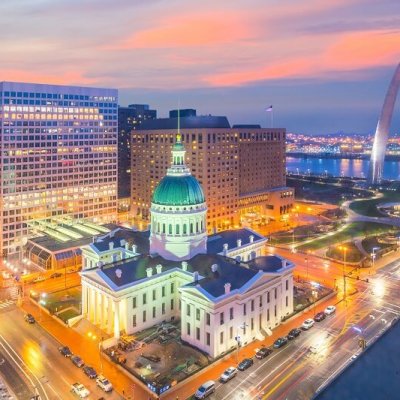 St. Louis downtown city skyline at twilight in USA